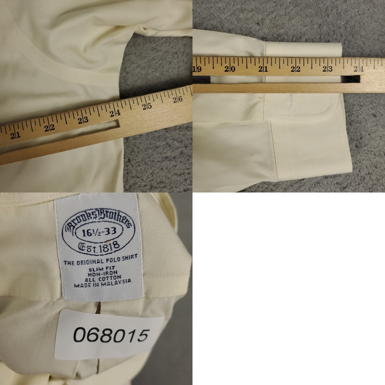 Brooks Brothers Brooks Brothers Shirt Mens 16.5 Ivory Slim Fit Dress Button Up Long Sleeve Size 46R - 8 Thumbnail