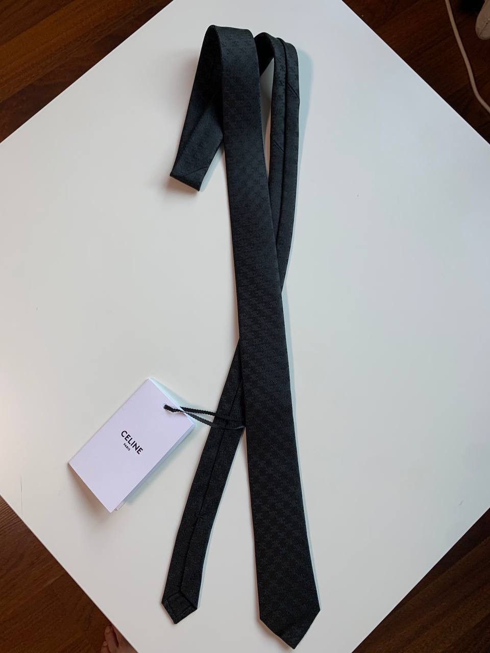 Celine Celine Homme Tie in Mini Triomphe Logo Silk Jaquard New Auth Size ONE SIZE - 2 Thumbnail