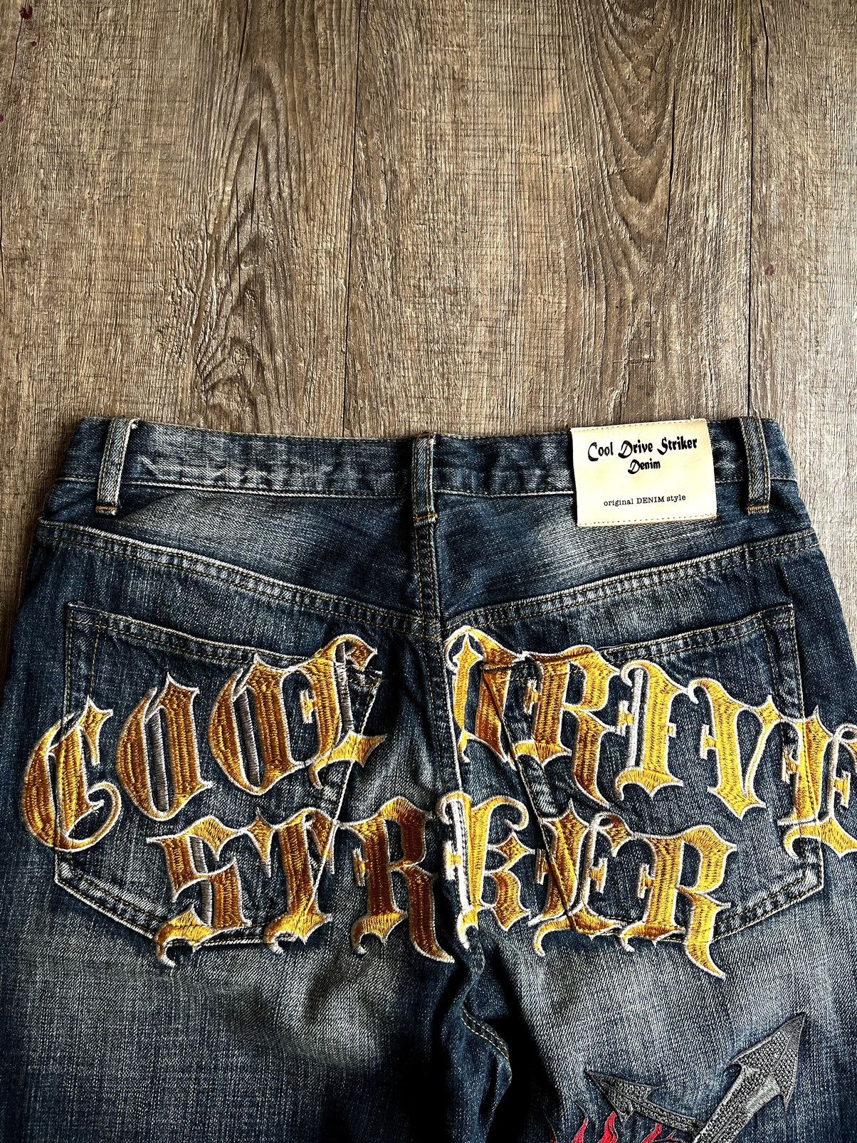 Y2K BAGGY PANTS COOL DRIVE STRIKER EMBROIDERY VINTAGE