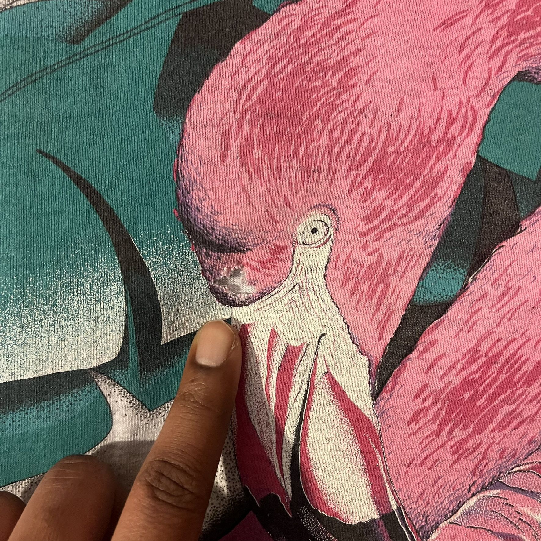 Signal Sport VTG 90s Pink Flamingo in Leaves Graphic Art Illustrative Tee Size US M / EU 48-50 / 2 - 4 Thumbnail