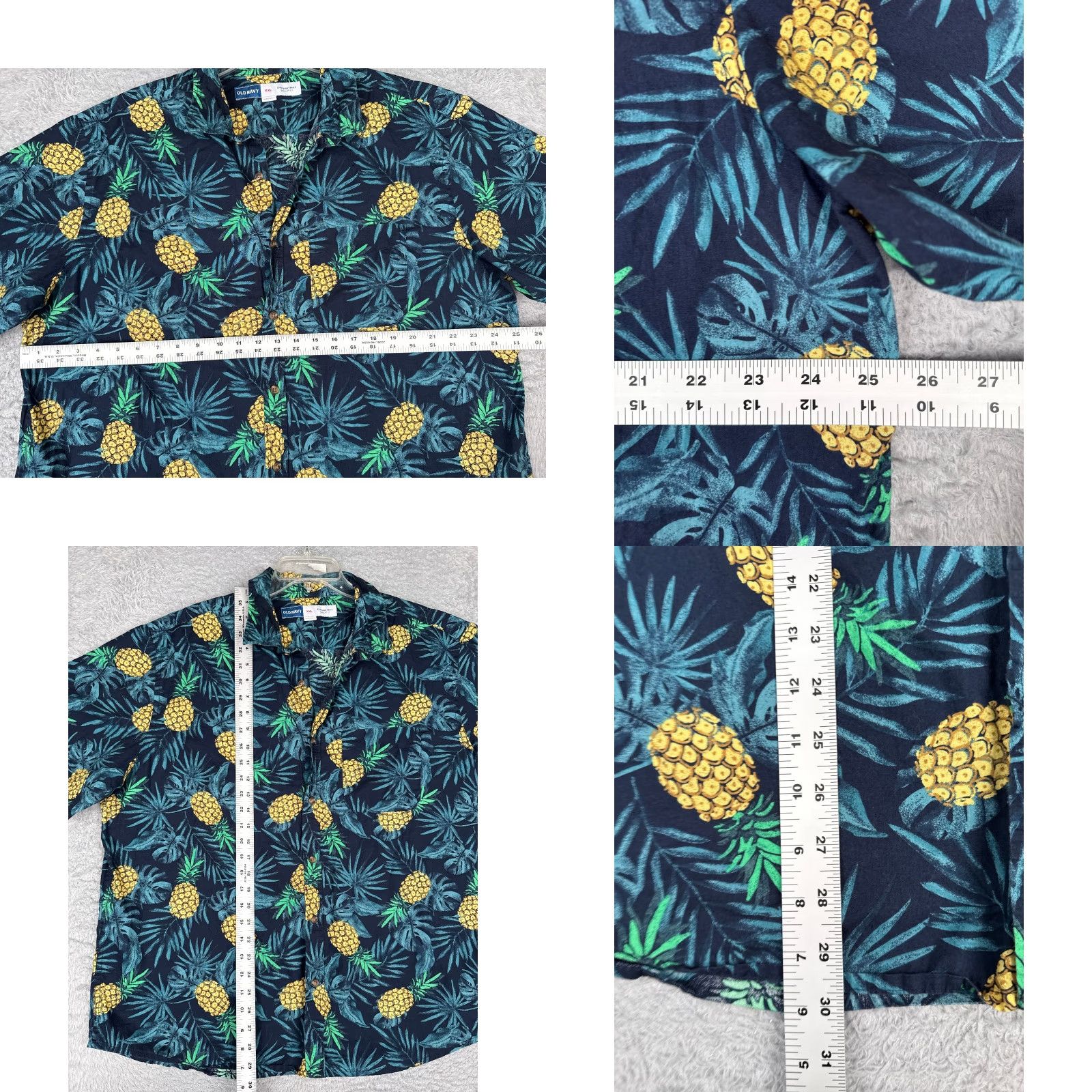 Old Navy Old Navy Button-Up Shirt Men 2XL Blue Floral AOP Hawaiian Cotton Size US XXL / EU 58 / 5 - 8 Thumbnail