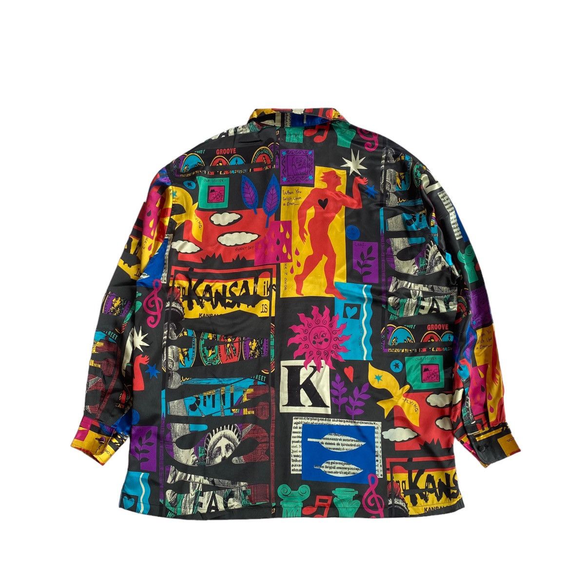 Kansai Yamamoto Rare Vintage 90s Kansai Man Allover Print Silk Shirt Size US L / EU 52-54 / 3 - 2 Thumbnail