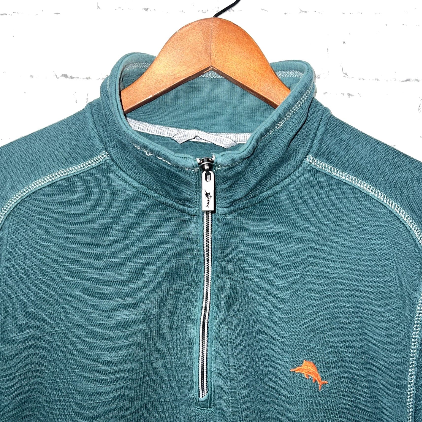 Tommy Bahama VINTAGE Tommy Bahama Blue Half Zip Pullover Mens M Sweater Pullover Blue M Mens Size US M / EU 48-50 / 2 - 2 Thumbnail