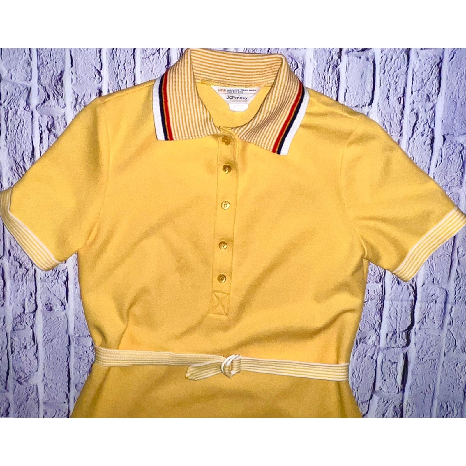 Vintage VINTAGE JC Penney Fashions Pique Collared Belt Shift Waitress Hostess Dress 9/10 Size L / US 10 / IT 46 - 2 Thumbnail