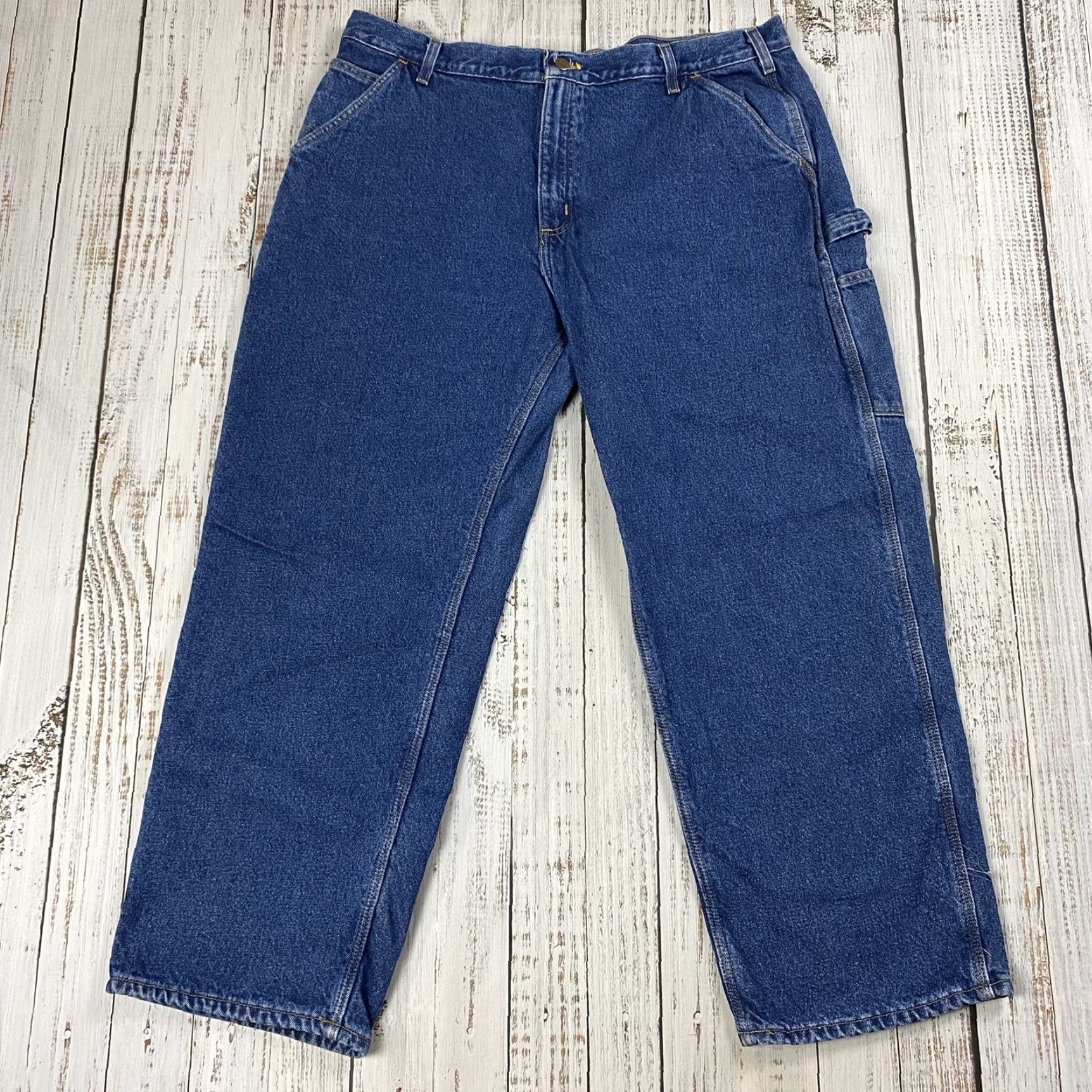 Carhartt VINTAGE Carhartt Dungaree Jeans 42x30 Flannel Lined Blue Denim Work B236 DST Mens Size US 40 / EU 56 - 5 Thumbnail