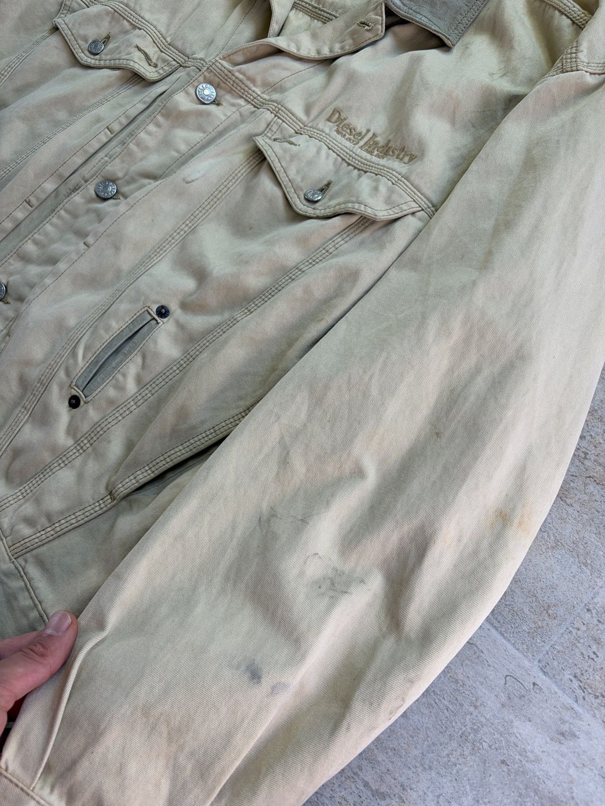 Diesel Diesel Leather Denim Jacket / Workwear Blouson Beige XL Size US XL / EU 56 / 4 - 4 Thumbnail