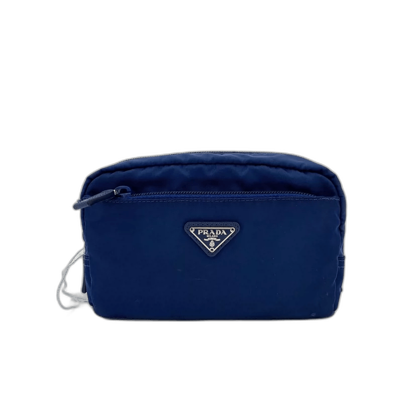 Prada Deep Blue Triangle Zip Cosmetic Bag -2505