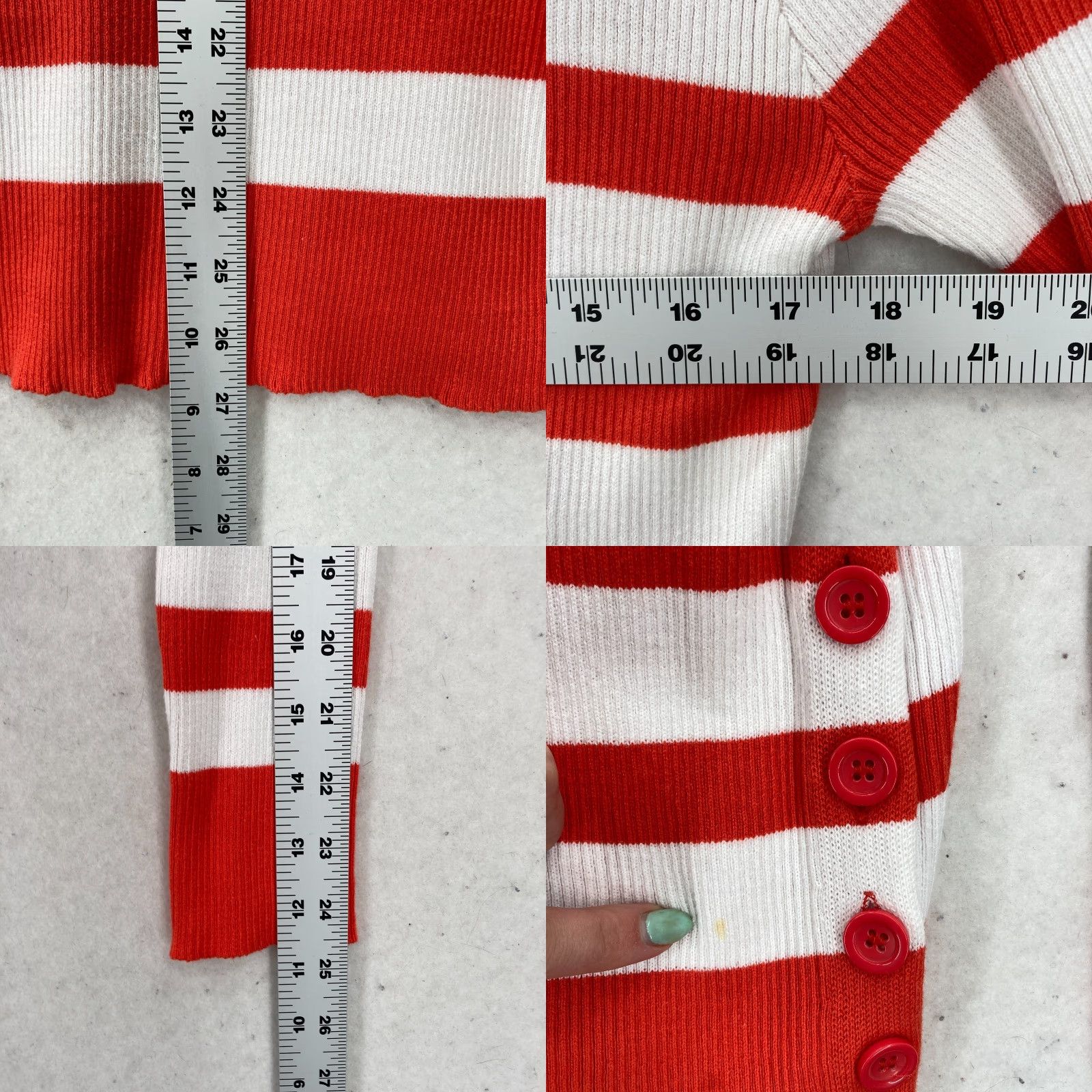 Vintage Lane Bryant Sweater 18/20 Red White Striped Boat Neck Button Nautical NWT Size XXL / US 16-18 / IT 52-54 - 8 Thumbnail