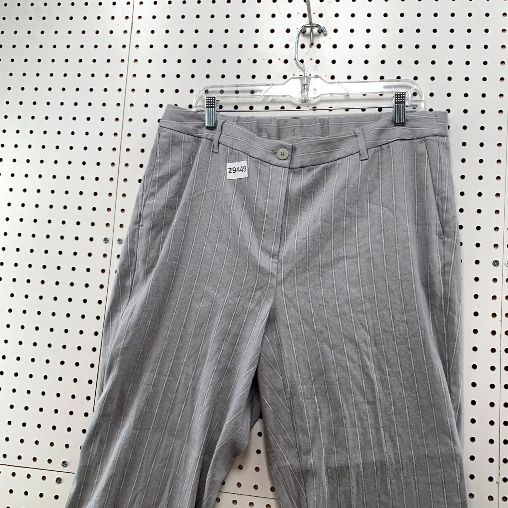 J. Jill J Jill Pants Womens 18 Tall Gray Striped Linen Stretch NWT Size 40" / US 18 - 3 Thumbnail