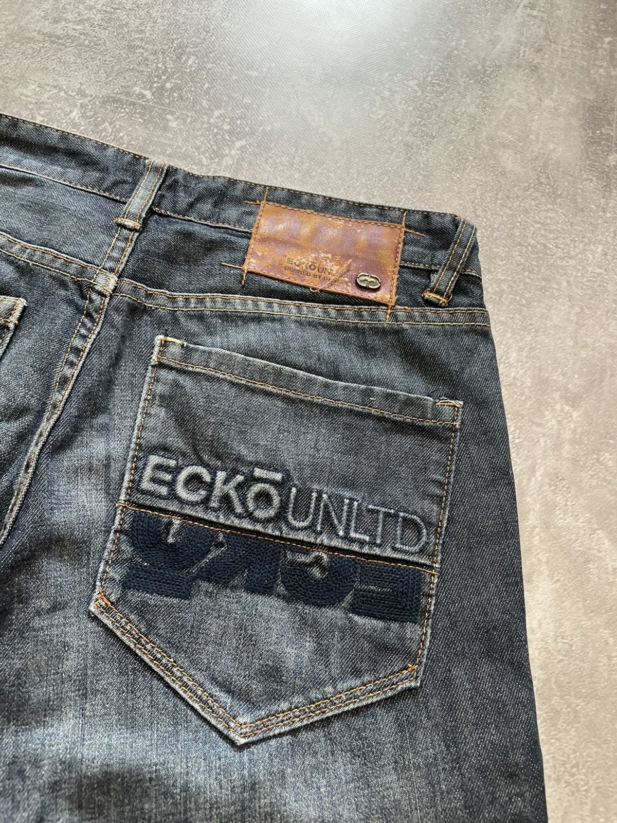 Ecko Unltd. × Vintage Vintage Ecko Unltd. Embroidered Logo Rap Denim Shorts Size US 30 / EU 46 - 16 Thumbnail