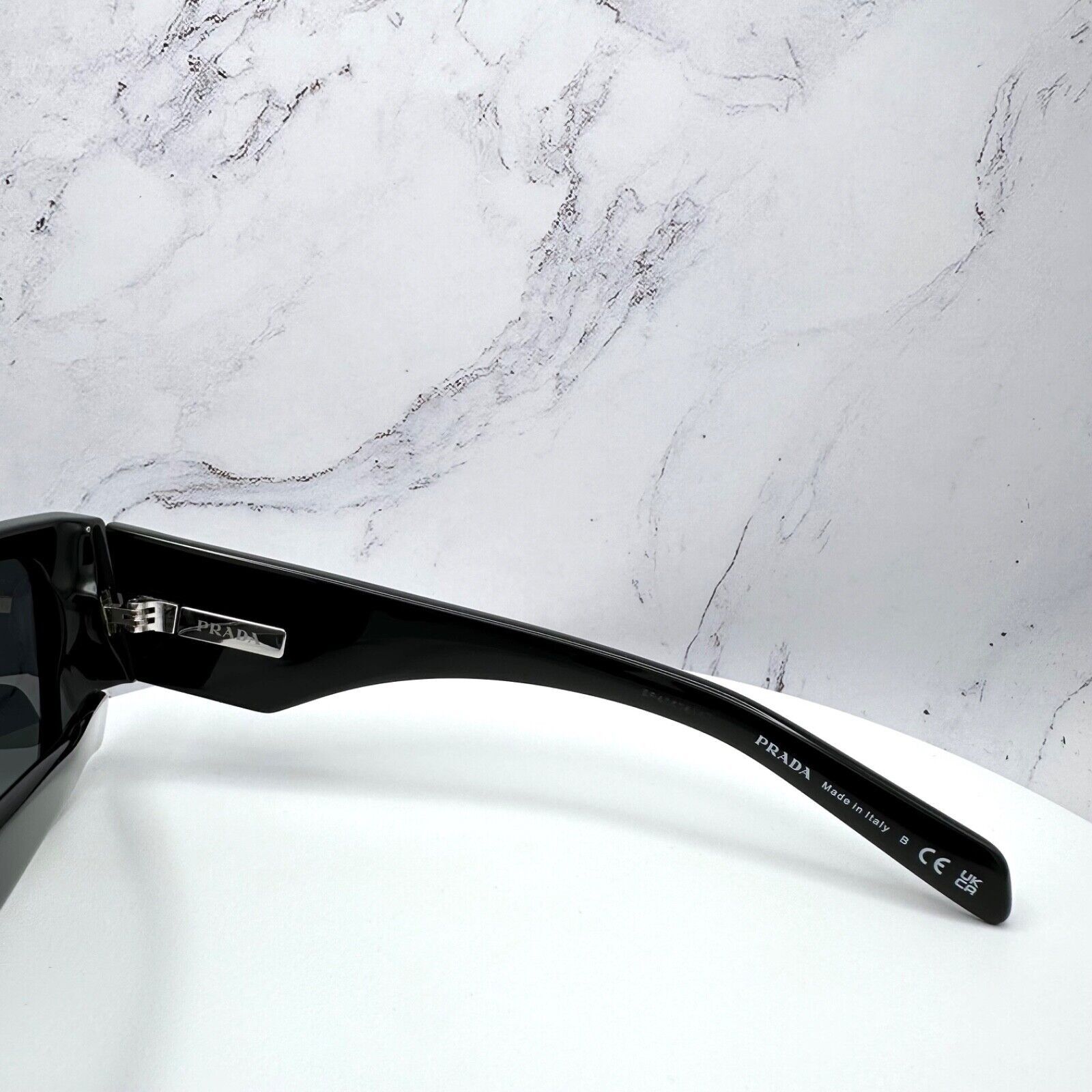 Prada New Prada Sunglasses Black Square Oversized Triangle Plaque Size ONE SIZE - 7 Thumbnail