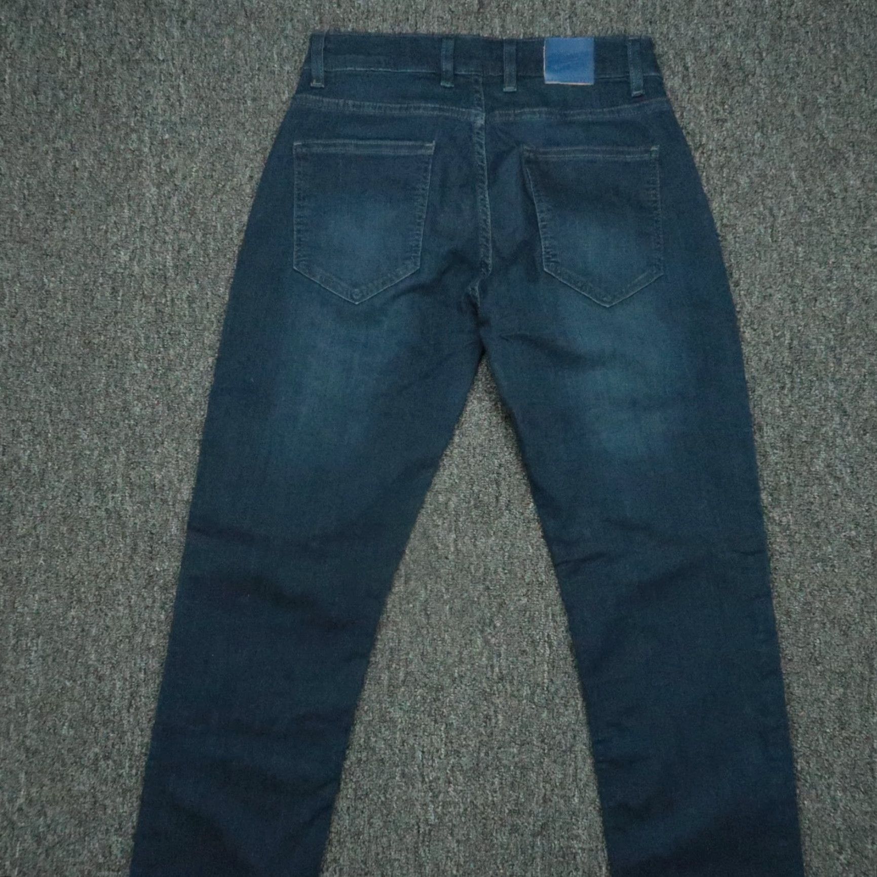Mugsy Jeans Mens 30x32 Blue Fultons 5 Pocket Straight Stretch Dark Wash Denim Button Zip