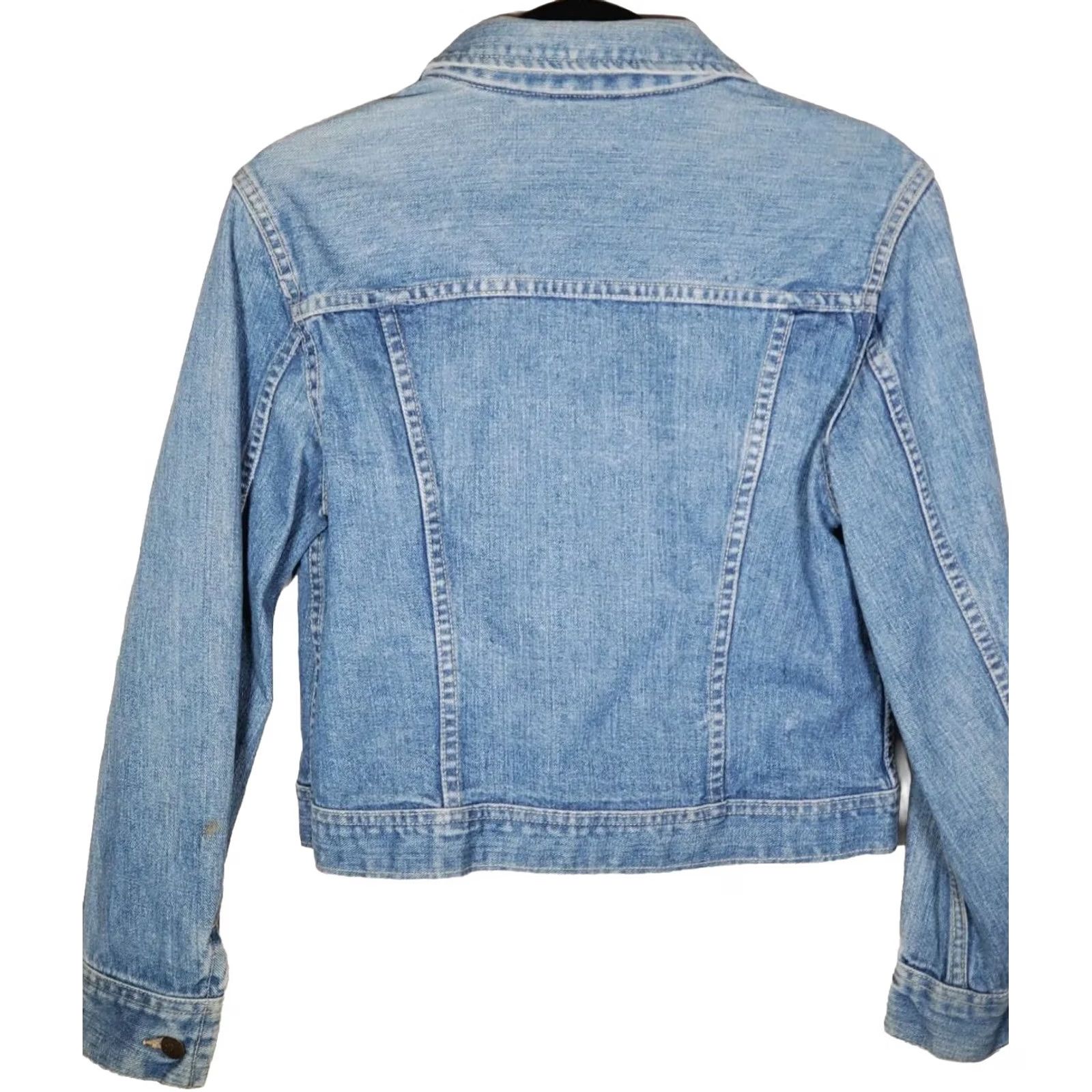 Lee VINTAGE Lee Riders White Label Denim Jacket Long Point Collar Women's S* Jeans Jacket Western 1970s Rugged USA Mens Womens Girls Size S / US 4 / IT 40 - 2 Thumbnail