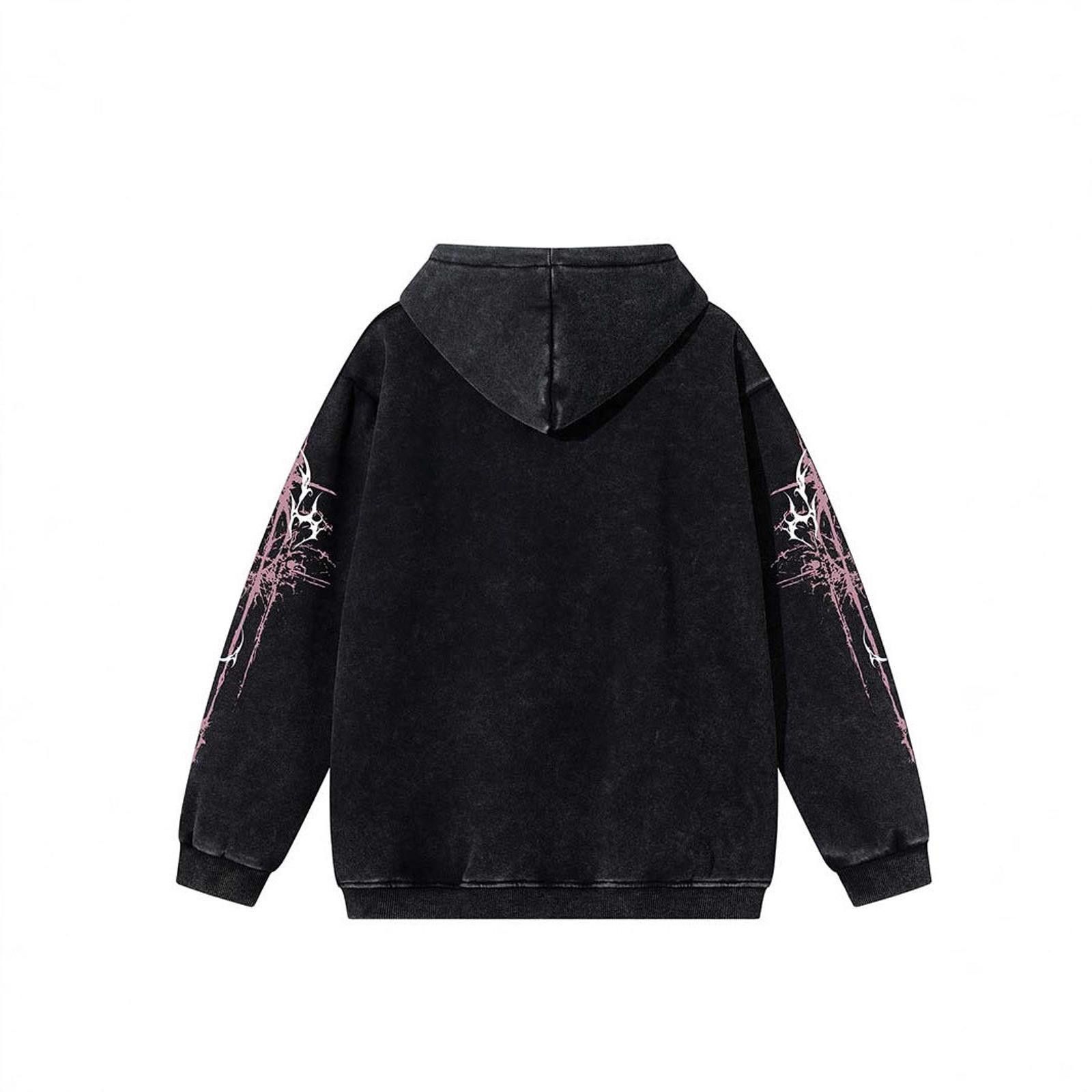 Japanese Brand Black Graphic Print Oversized Hoodie, Streetwear Hoodie Size US M / EU 48-50 / 2 - 2 Thumbnail