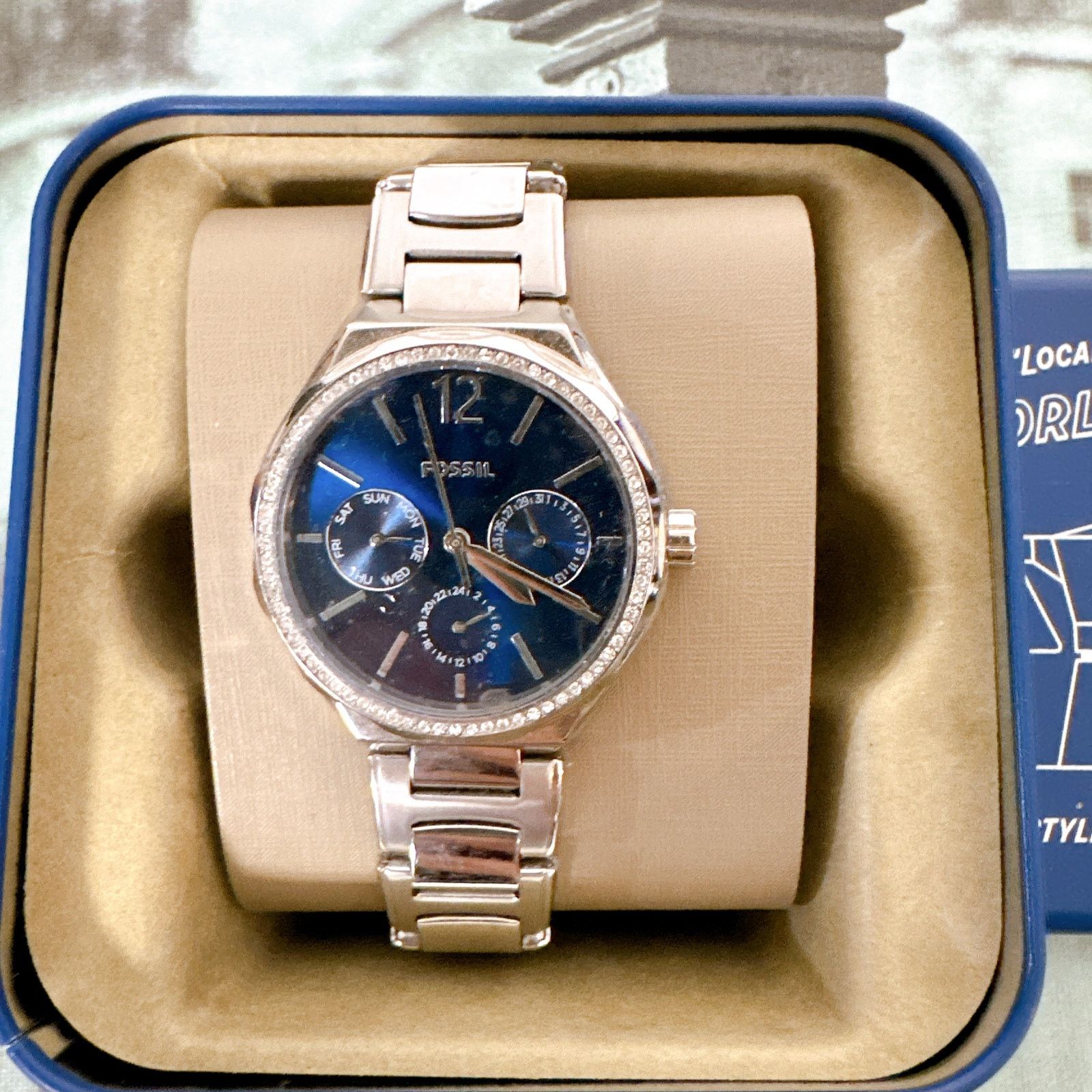 Fossil Fossil BQ3720 Eevie Multifunction Silver Navy Blue Watch Size ONE SIZE - 2 Thumbnail