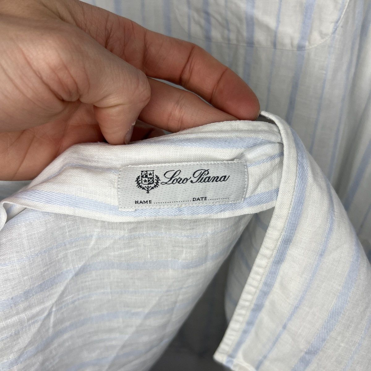 Loro Piana Loro Piana Light Blue White Old money Linen Shirt Button Up Size US L / EU 52-54 / 3 - 7 Thumbnail
