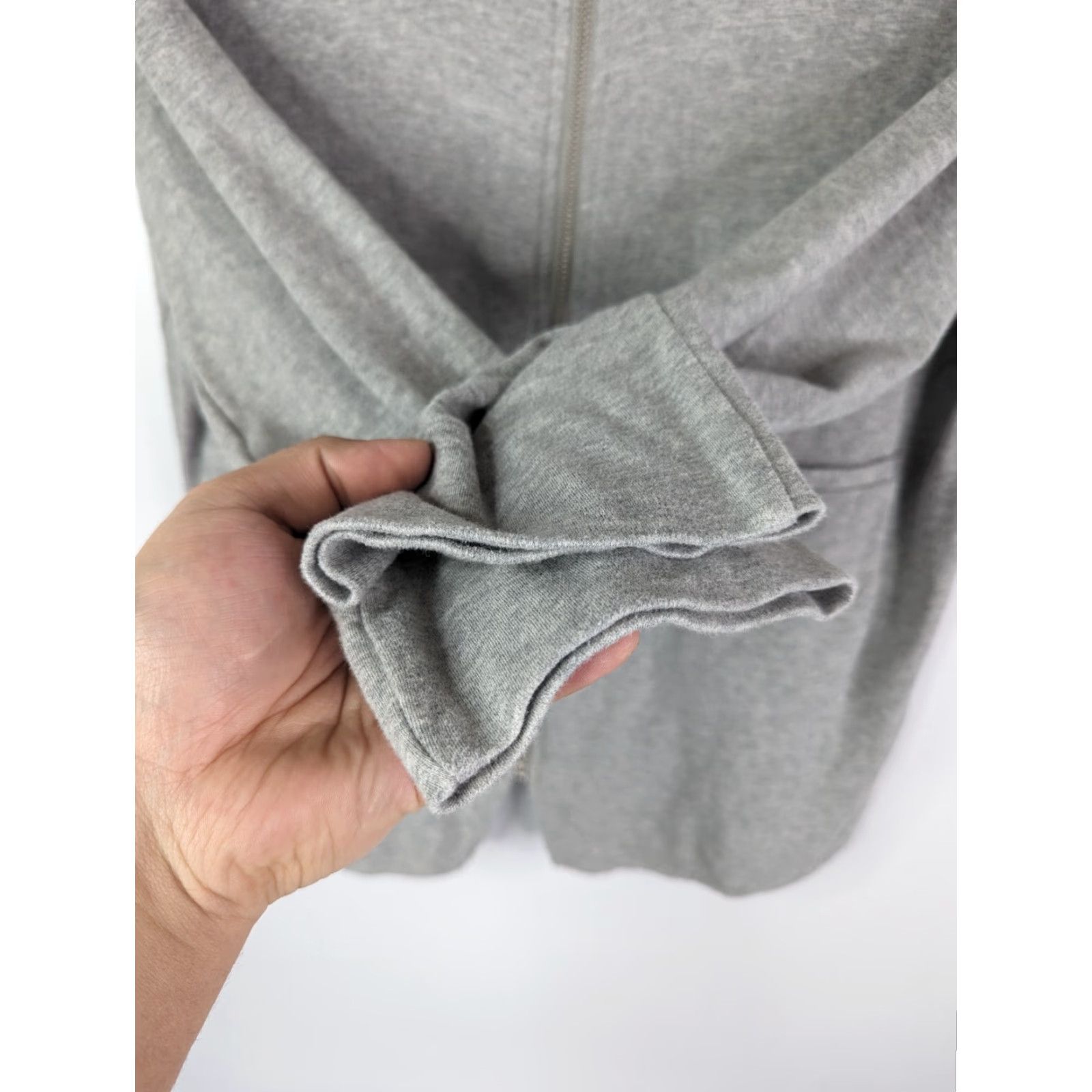 Vintage Joan Vass Jacket Zip ¾ Sleeves Grey Cardigan White Trim 0 Size Front Pockets Women 100% Cotton Size XS / US 0-2 / IT 36-38 - 2 Thumbnail