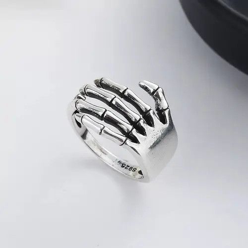 Ring Of Fire Skeleton Ring Hand Bones Goth Punk Rock Jewelry Chrome Size ONE SIZE - 3 Thumbnail