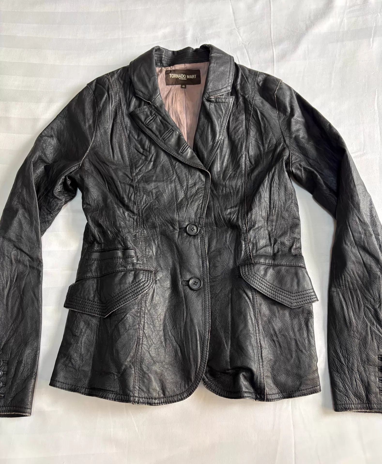 Tornado Mart Tornado Mart vintage blazer leather jacket wrinkled cut Size S / US 4 / IT 40 - 6 Thumbnail