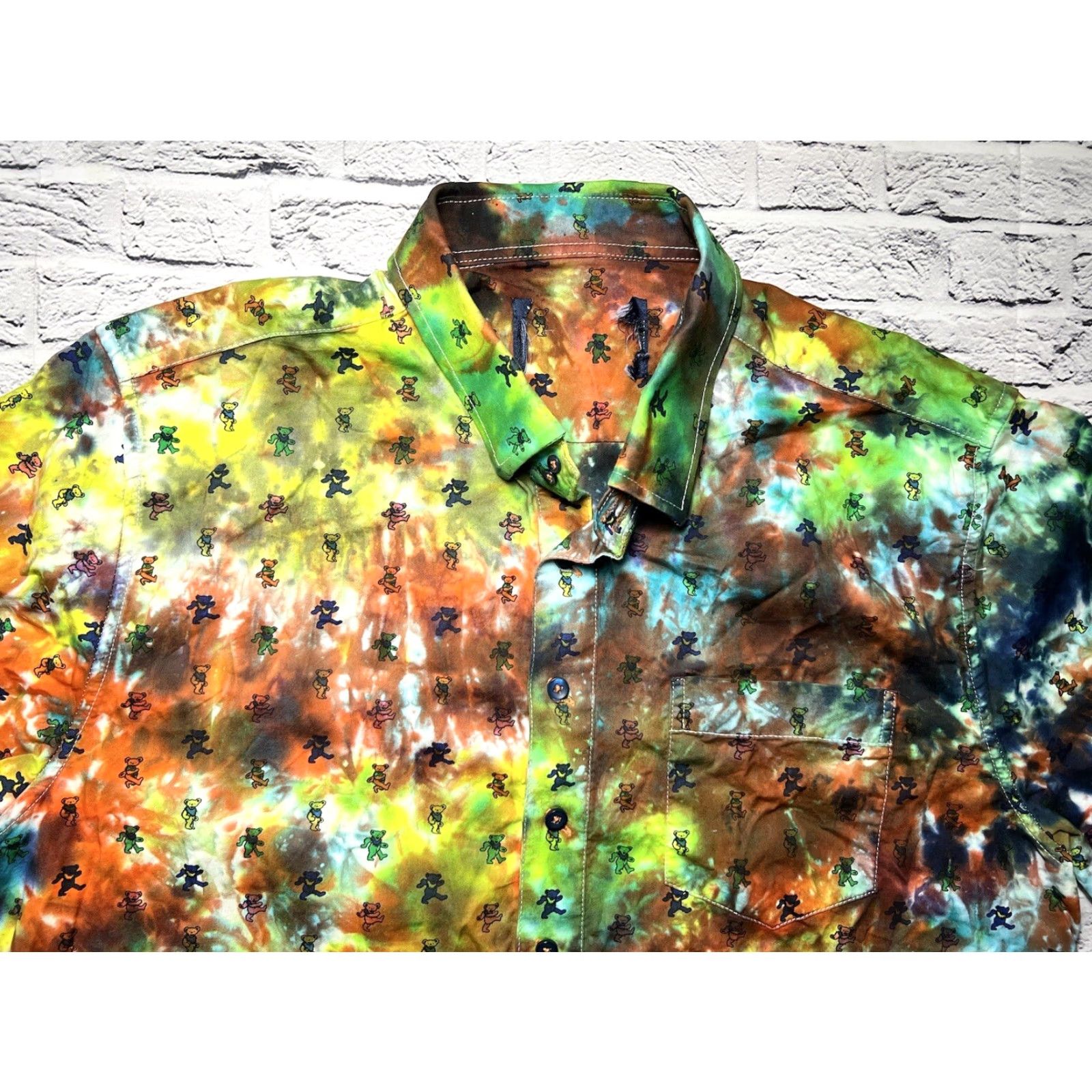 Vintage Grateful Dead Men's Button-Up Shirt Short-Sleeve Tie Dye Blue M Size US M / EU 48-50 / 2 - 2 Thumbnail