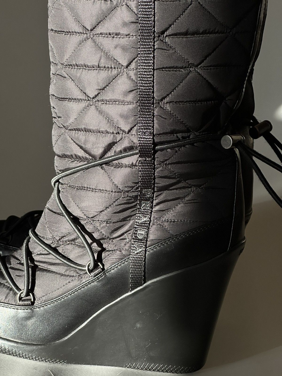 Prada *sz39.5* PRADA 2006 Fur Padded Logo Boots Vintage Leather Size US 9.5 / IT 39.5 - 12 Thumbnail