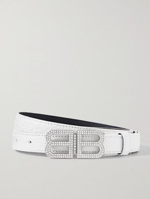 Balenciaga BB Hourglass Thin Belt Crocodile Embossed with Rhinestones Size ONE SIZE - 1 Thumbnail