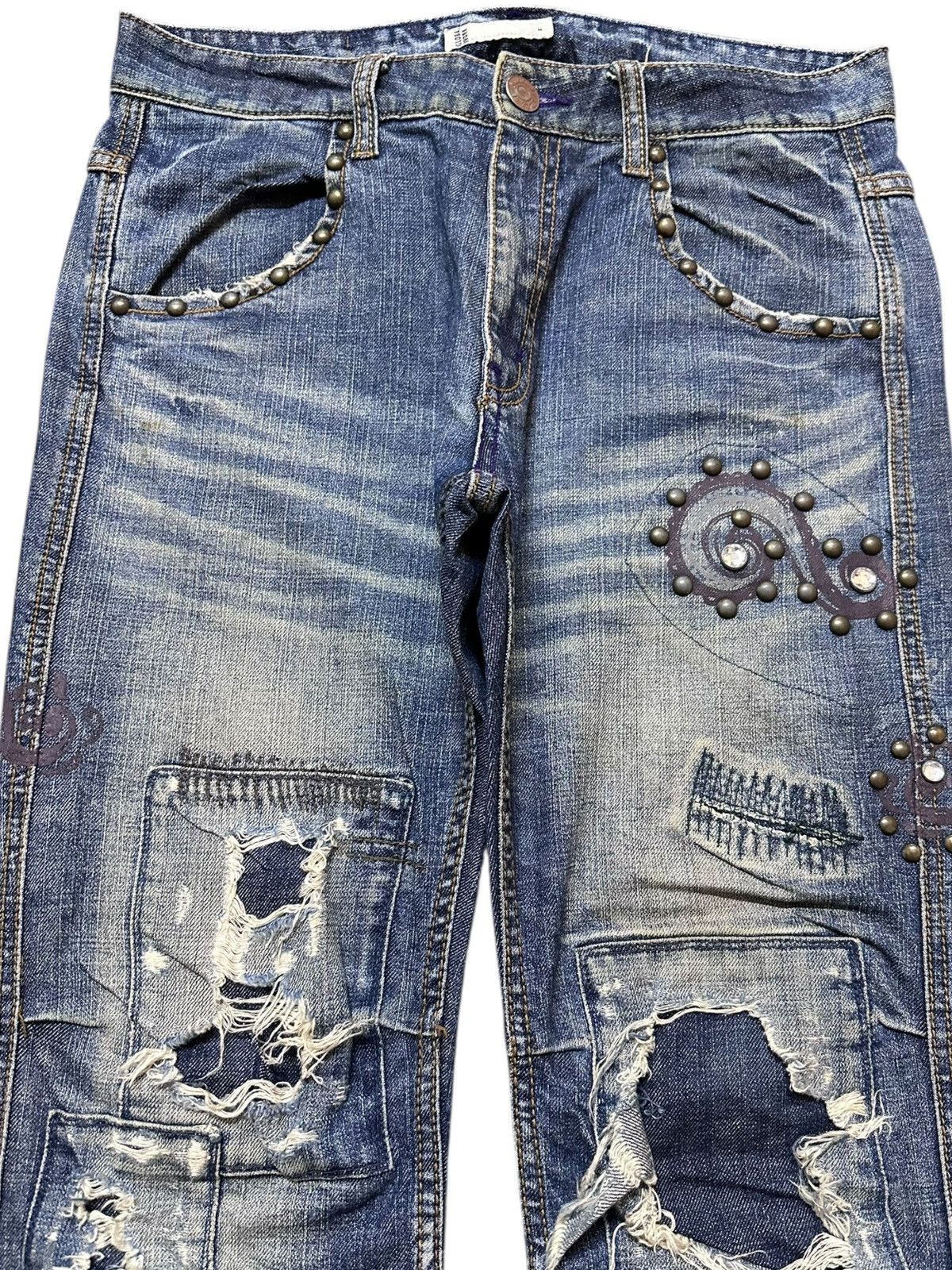 POST ARCHIVE FACTION (PAF) Vintage Global Work Studded Bondage Punk Denim Size US 31 - 2 Thumbnail