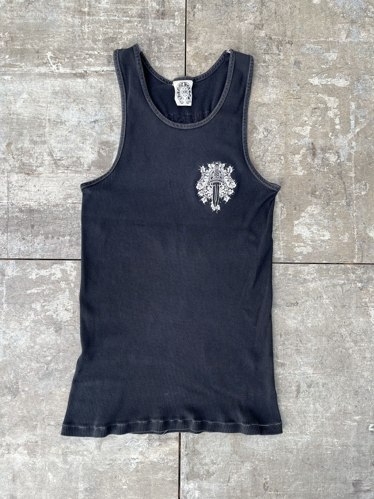 Pre-owned Chrome Hearts X Vintage 90's Faded Chrome Hearts Los Angeles Tank Top In Navy