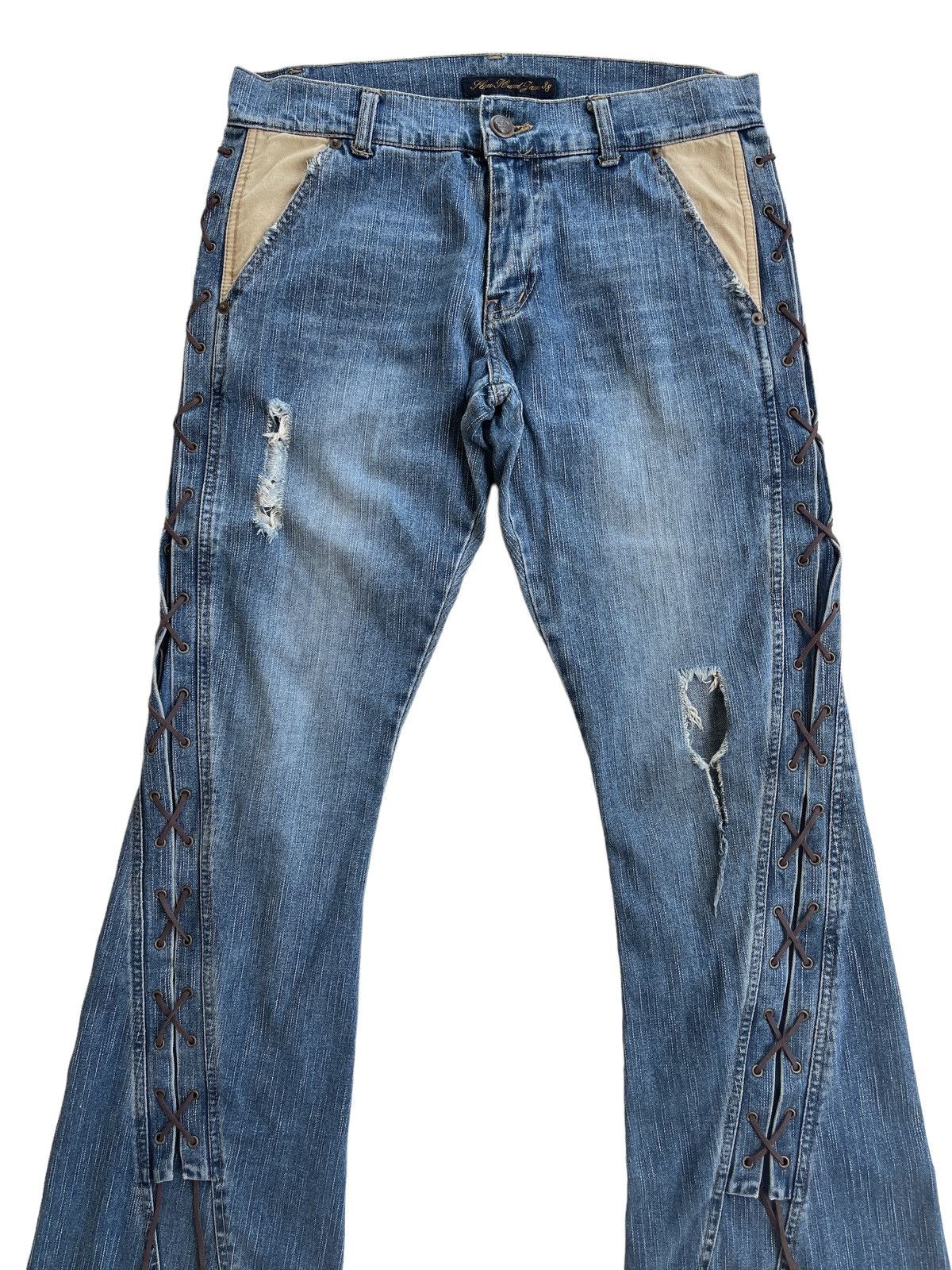 Japanese Brand Vintage Japanese Distressed Flared Jeans Size US 31 - 5 Thumbnail