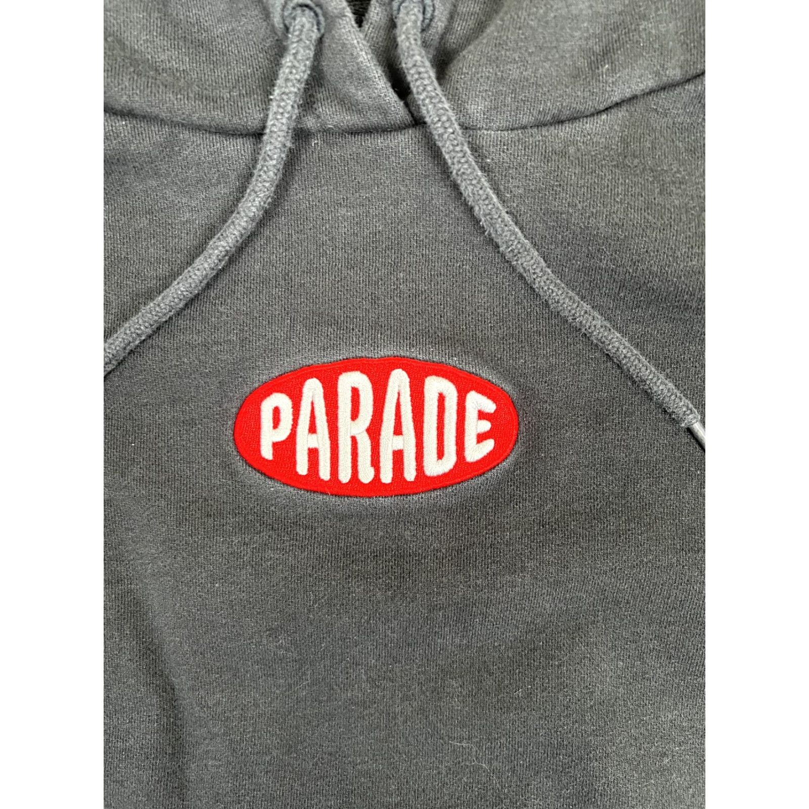 Vintage Parade Hoodie Mens Small Black Logo Patch Skater Pullover Fleece Sweatshirt Size US S / EU 44-46 / 1 - 2 Thumbnail