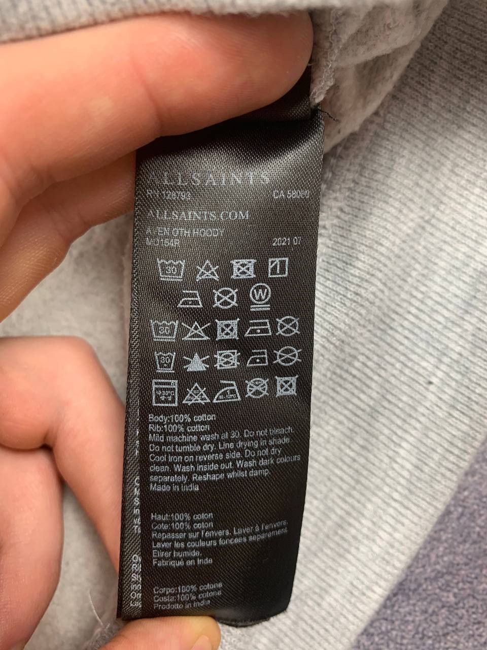 Allsaints AllSaints Hoodie L Gray Cotton Pullover Sweatshirt Logo Size US L / EU 52-54 / 3 - 18 Thumbnail