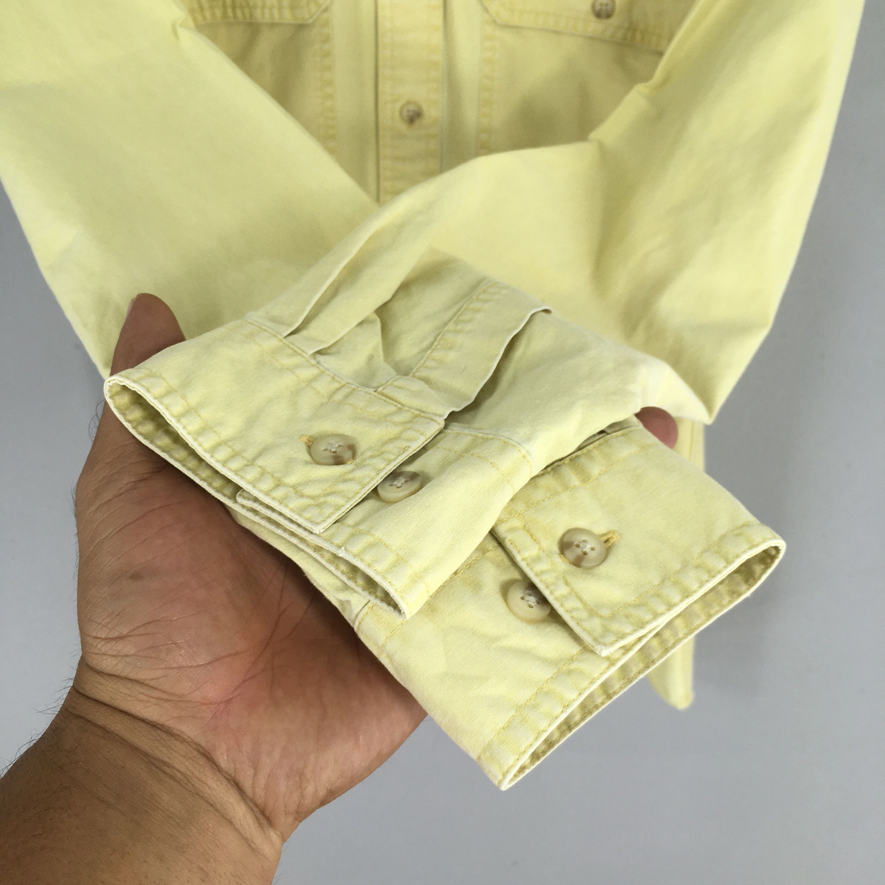 L.L. Bean Vintage 90s LL Bean Flannel Plain Yellow Shirt Medium Size US M / EU 48-50 / 2 - 4 Thumbnail