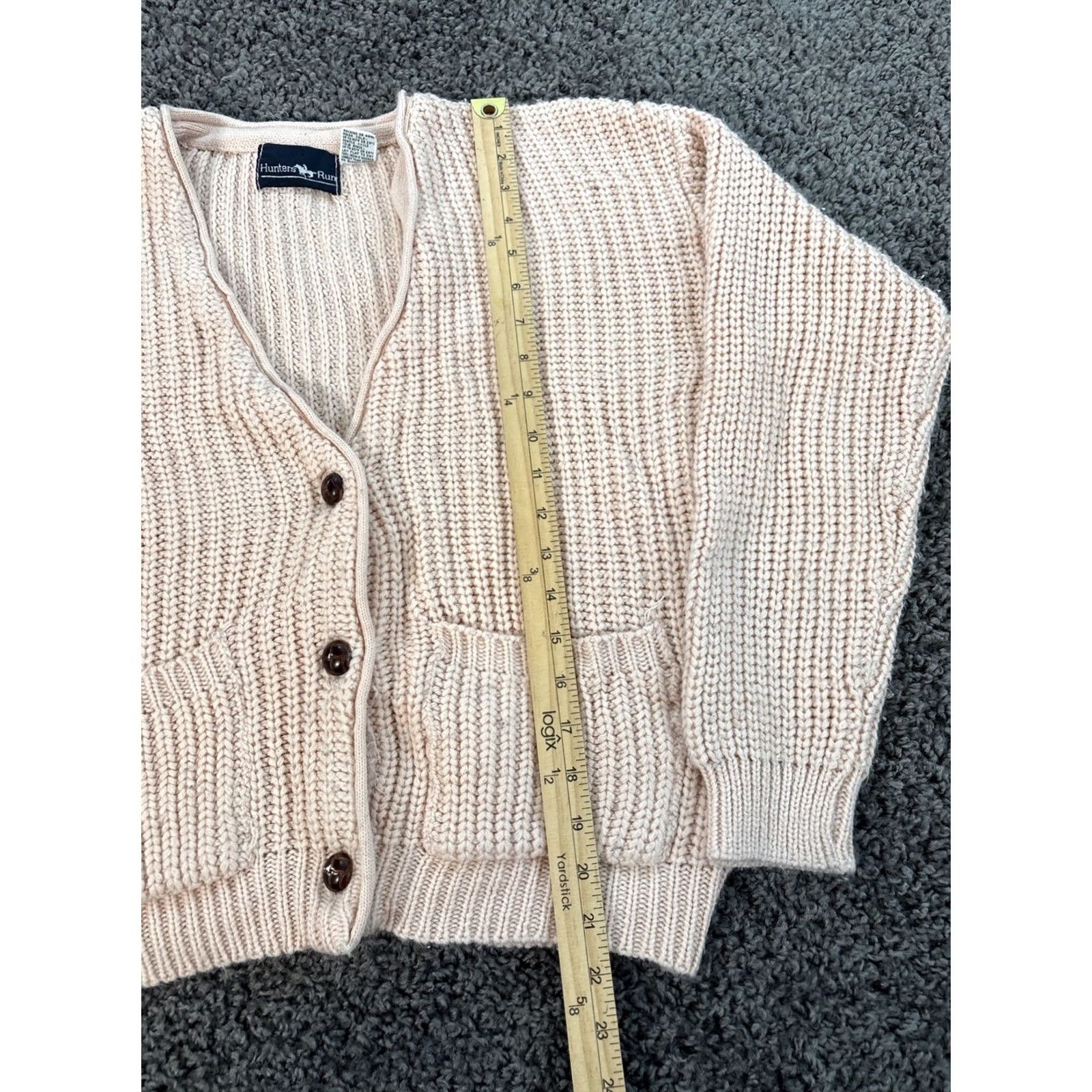 Hunter VINTAGE Hunters Run Cardigan Sweater Womens Small Pink 90s Chunky Knit V-Neck S Girls? Size S / US 4 / IT 40 - 2 Thumbnail