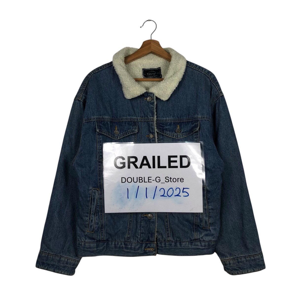 Japanese Brand 📌Vintage Trucker Denim Jacket Sherpa Blanket Voyage Size US L / EU 52-54 / 3 - 1 Thumbnail