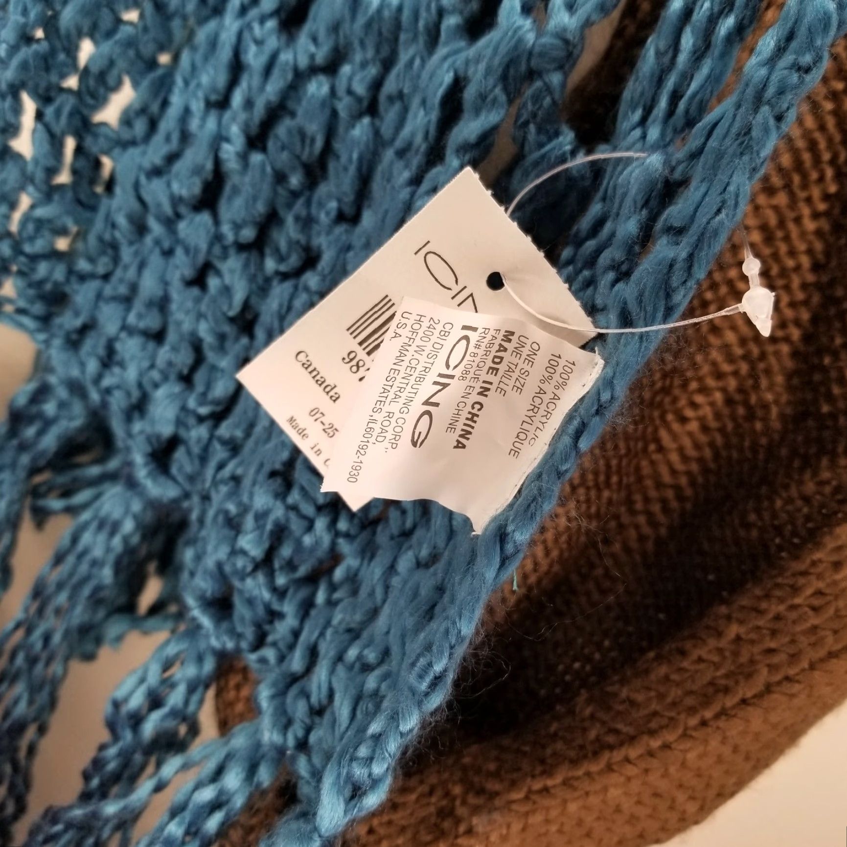 Vintage VINTAGE Icing Womens Scarf Knit Snowflake Brown Blue One Size Womens Size ONE SIZE - 4 Thumbnail