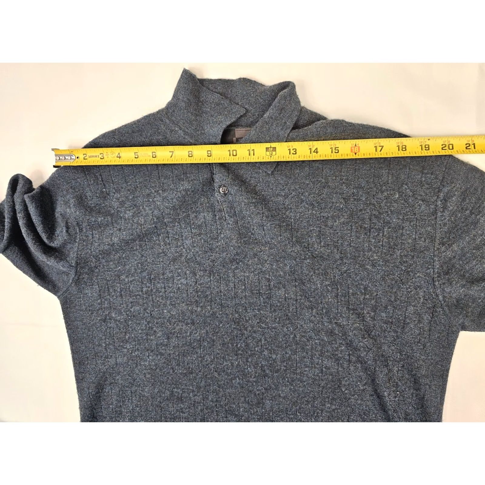 Vintage J. Ferrar 100% Merino Wool Polo Sweater Men L Long Sleeve Heathered Teal Woolen Pullover Size US L / EU 52-54 / 3 - 5 Thumbnail