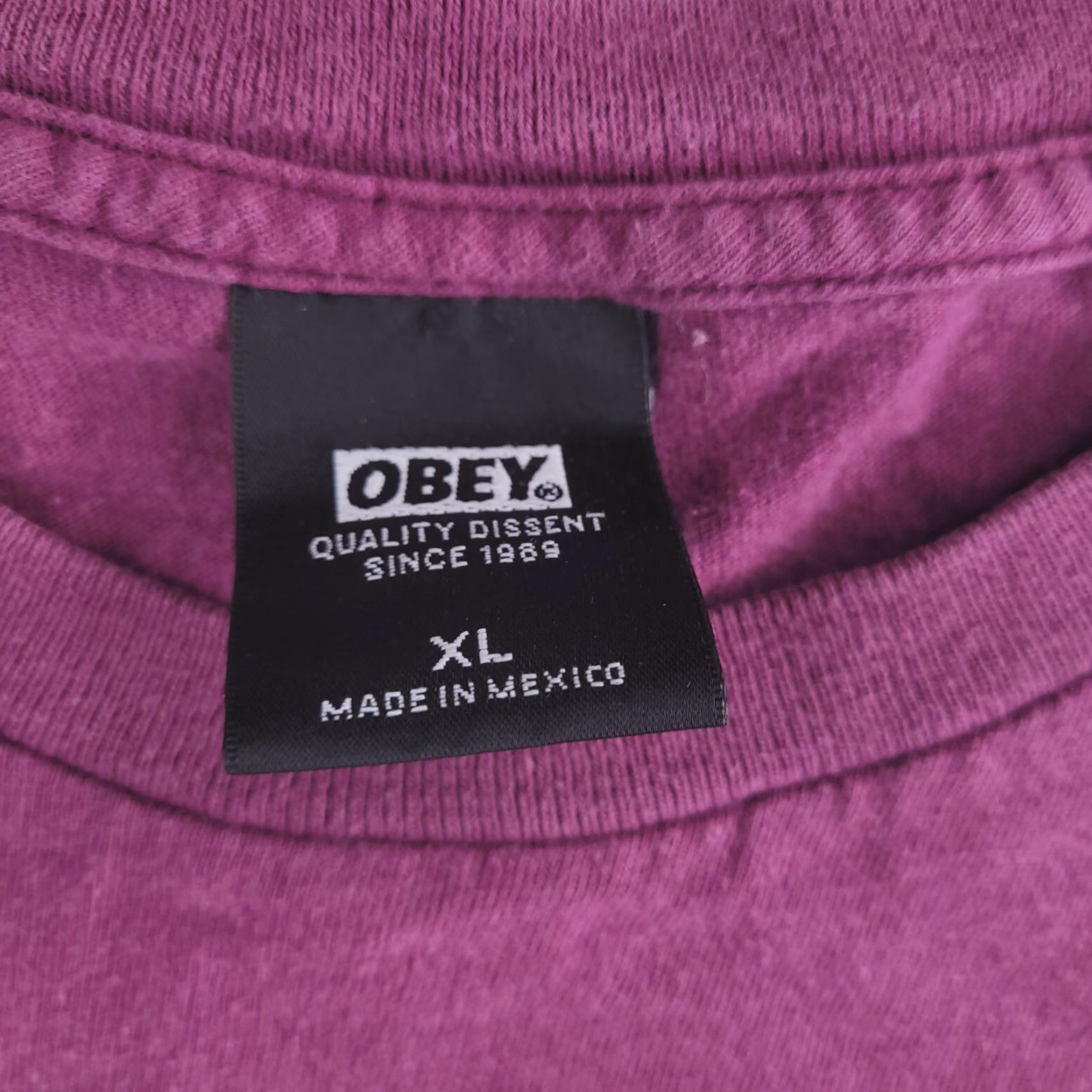 Obey OBEY Shirt Mens XL Purple Logo Distressed Boxy Fit Crew Neck T-Shirt Size US XL / EU 56 / 4 - 5 Thumbnail
