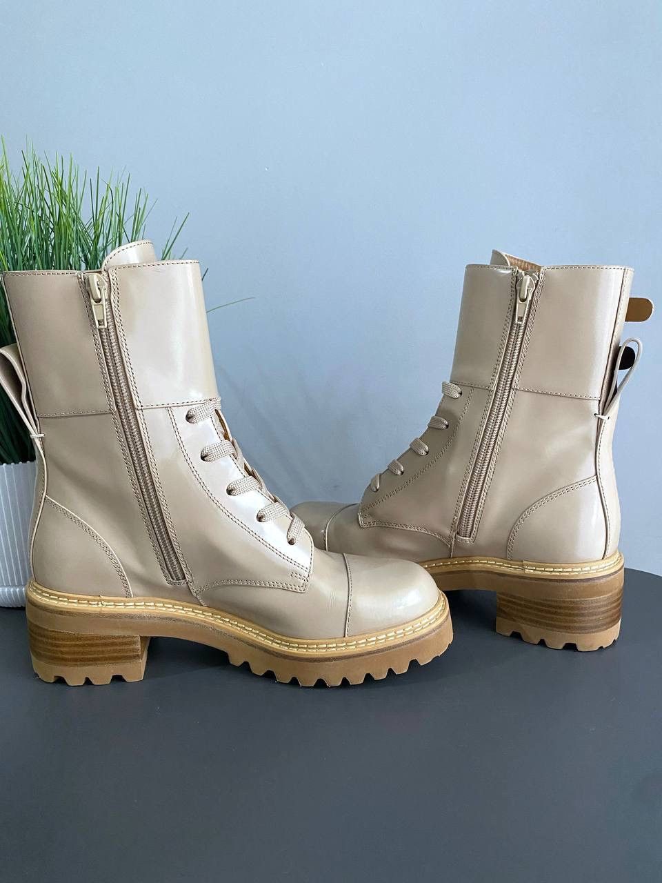 See by Chloe See By Chloe Mallory Lace Leather Buckle Combat Boots, 37 Size US 7 / IT 37 - 11 Thumbnail