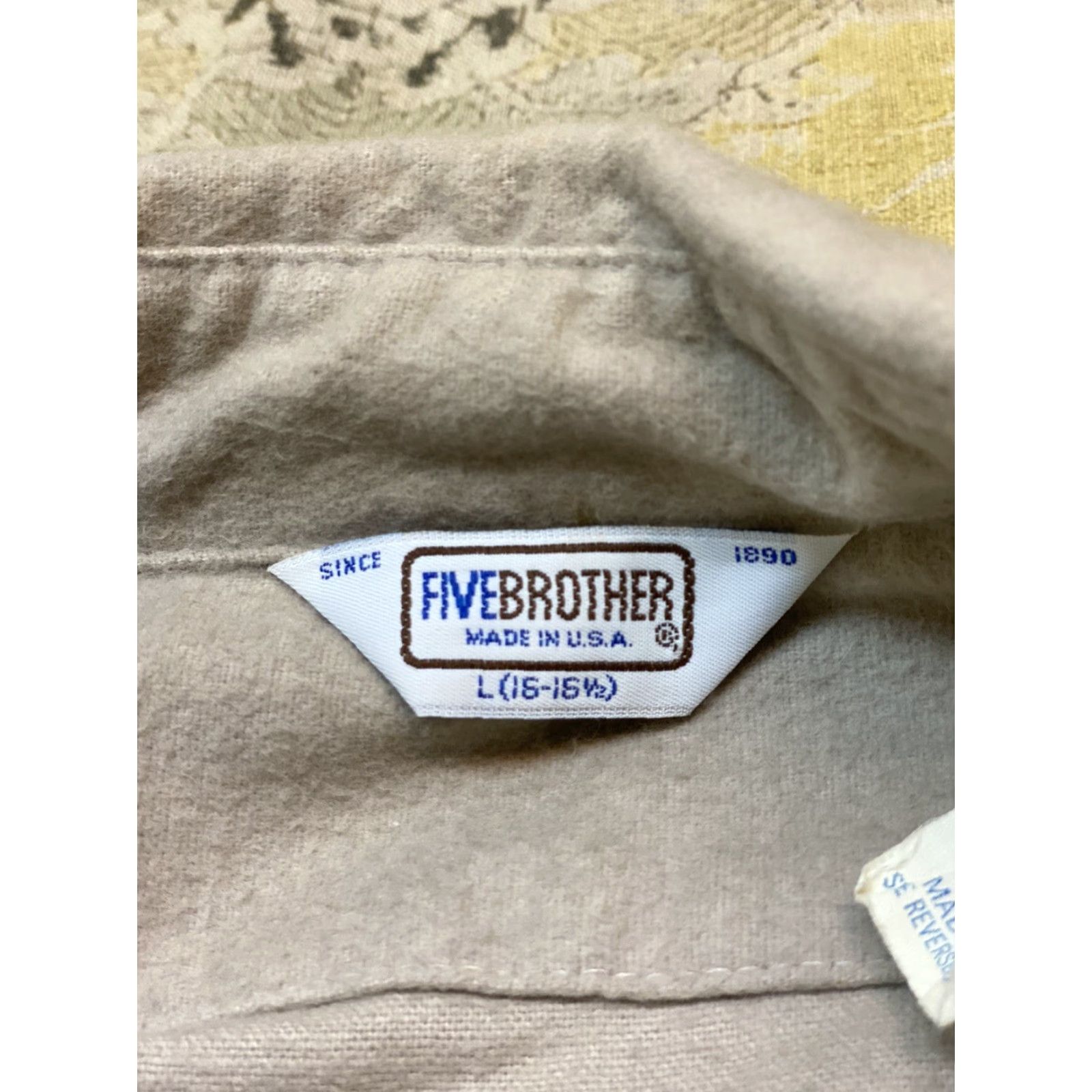 Vintage VINTAGE Five Brother Shirt Mens Large L Long Sleeve Flannel Cotton Beige Button-Up Collared Solid As Is Size US L / EU 52-54 / 3 - 5 Thumbnail
