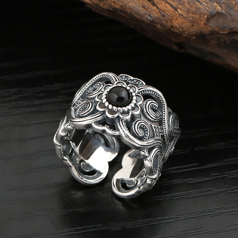 Jewelry Resizable Retro Mongolian Flower Pattern Ring Size ONE SIZE - 4 Thumbnail