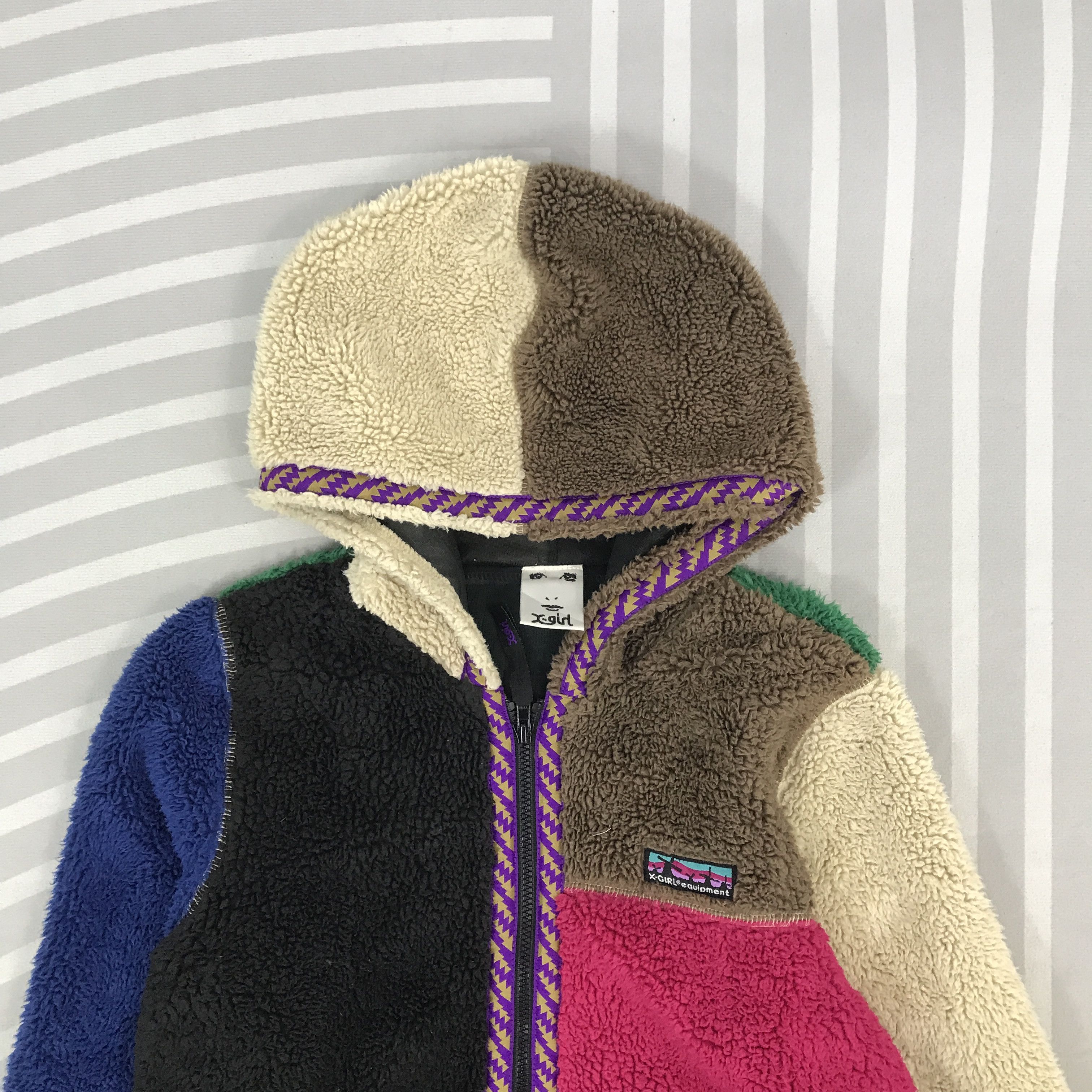 Japanese Brand × Vintage Vintage X-girl multicolour sherpa Jacket Size US S / EU 44-46 / 1 - 2 Thumbnail