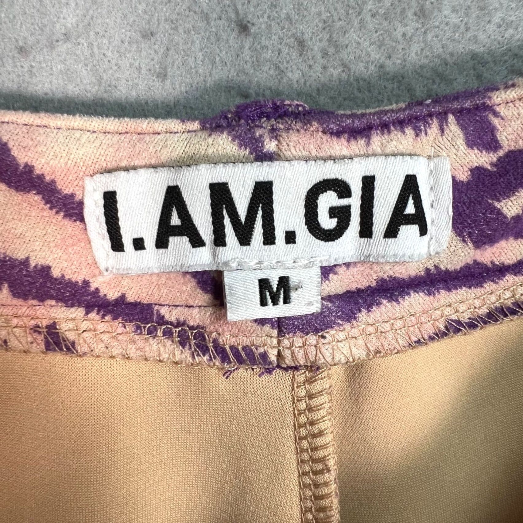 I.AM.GIA Zebra Print Pants Womens Medium Purple Beige Straight Leg