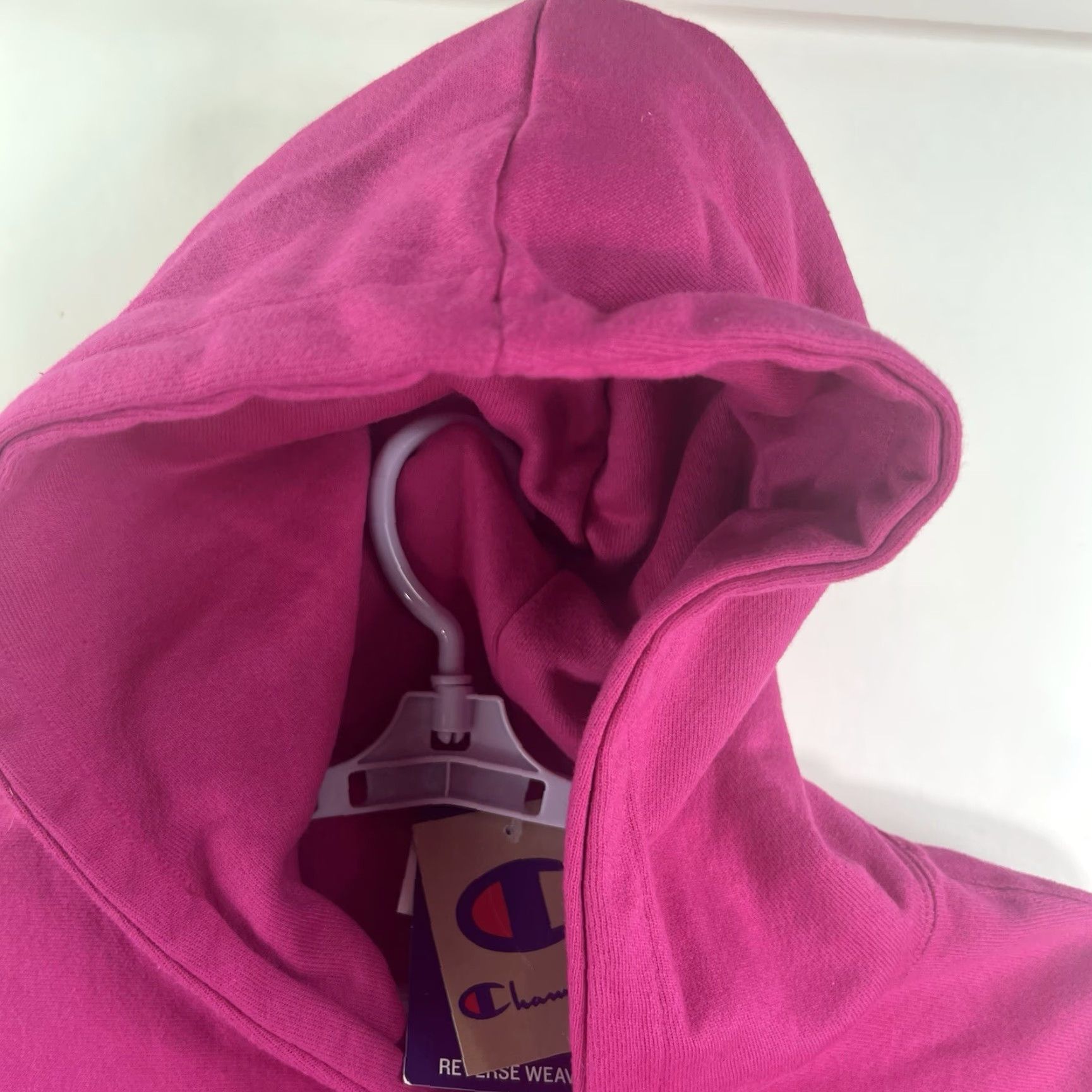 Champion Champion Reverse Weave Hoodie Womens L Pink Spell Out Cropped Pullover Sweatshirt Size L / US 10 / IT 46 - 3 Thumbnail