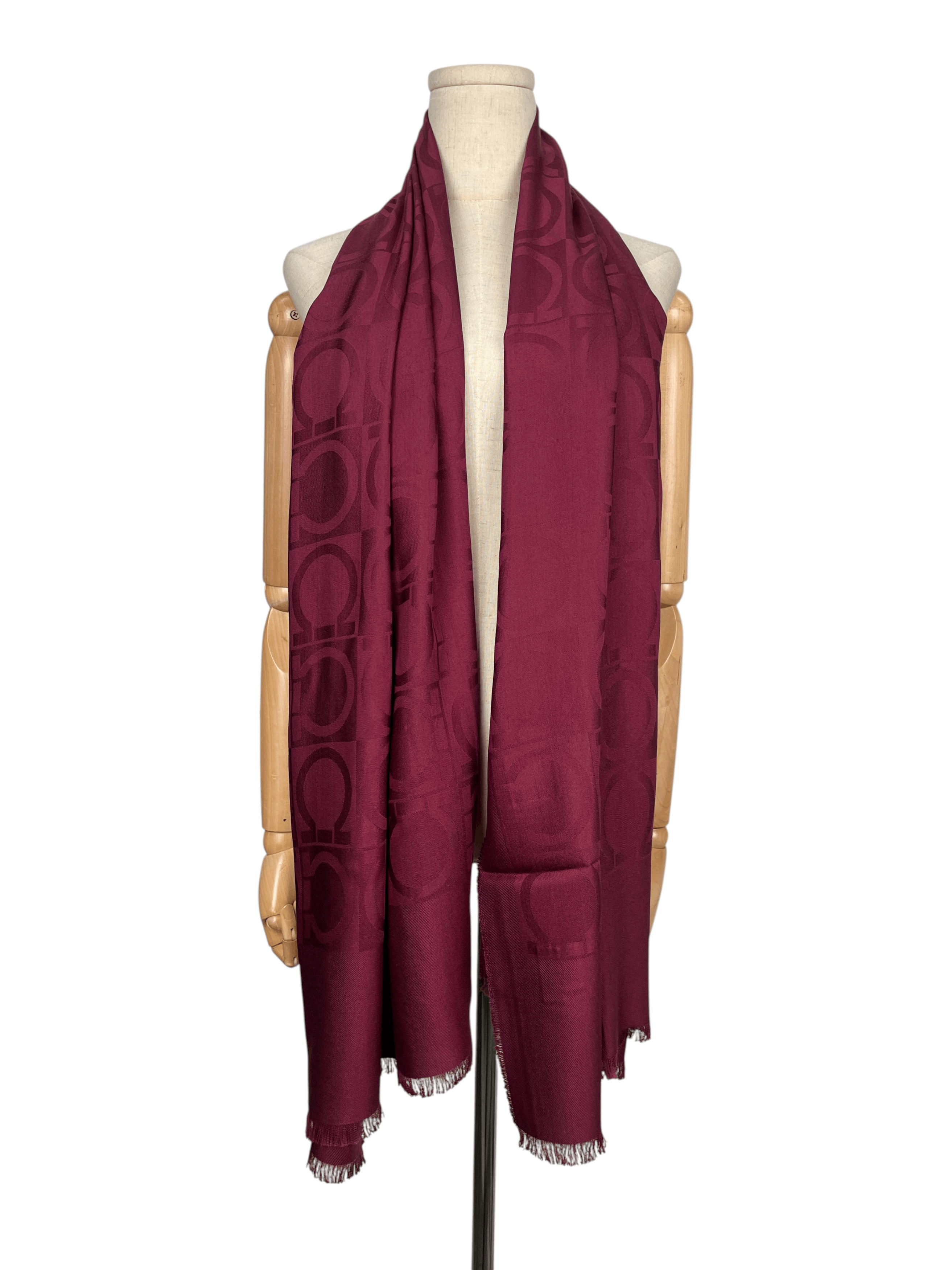 Salvatore Ferragamo Burgundy Silk And Wool Scarf Size ONE SIZE - 1 Thumbnail