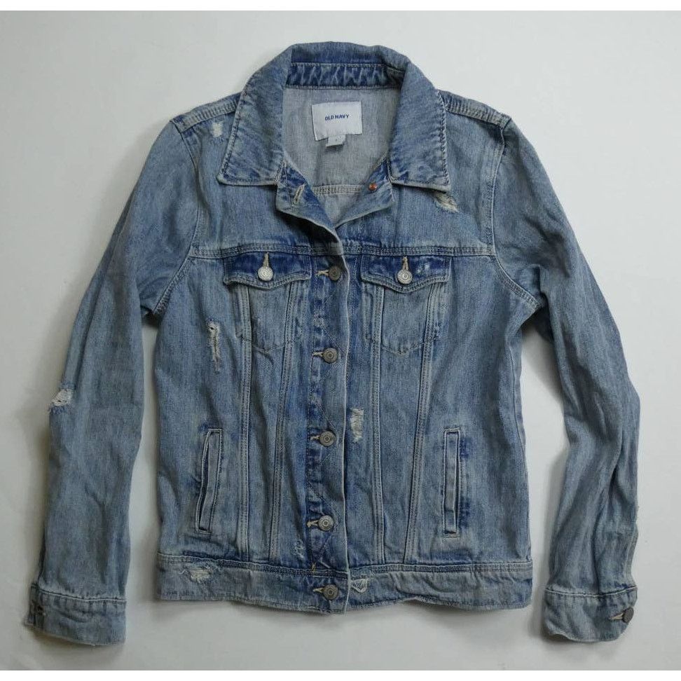 Old Navy women's OLD NAVY destructed denim jacket, blue, small, NEW Size S / US 4 / IT 40 - 1 Thumbnail