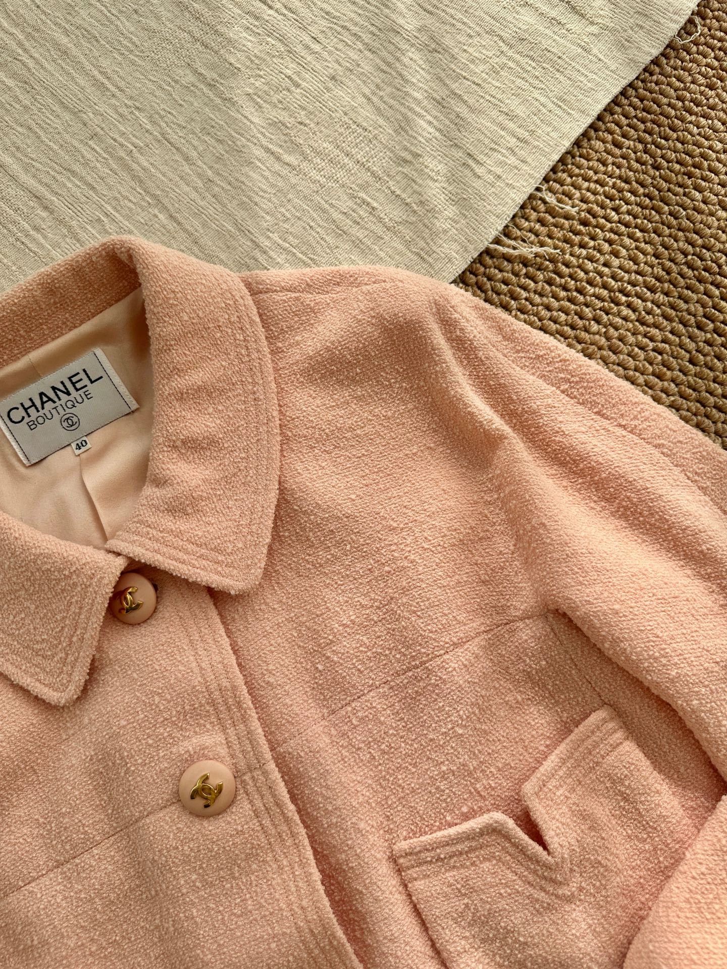Chanel Chanel tweed CC button short jacket women's peach pink Size M / US 6-8 / IT 42-44 - 5 Thumbnail