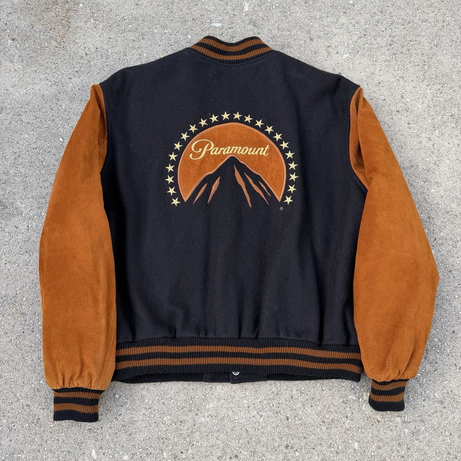 Leather × Vintage Vintage 90s Paramount Pictures Suede Leather Varsity Jacket Size US XL / EU 56 / 4 - 2 Thumbnail