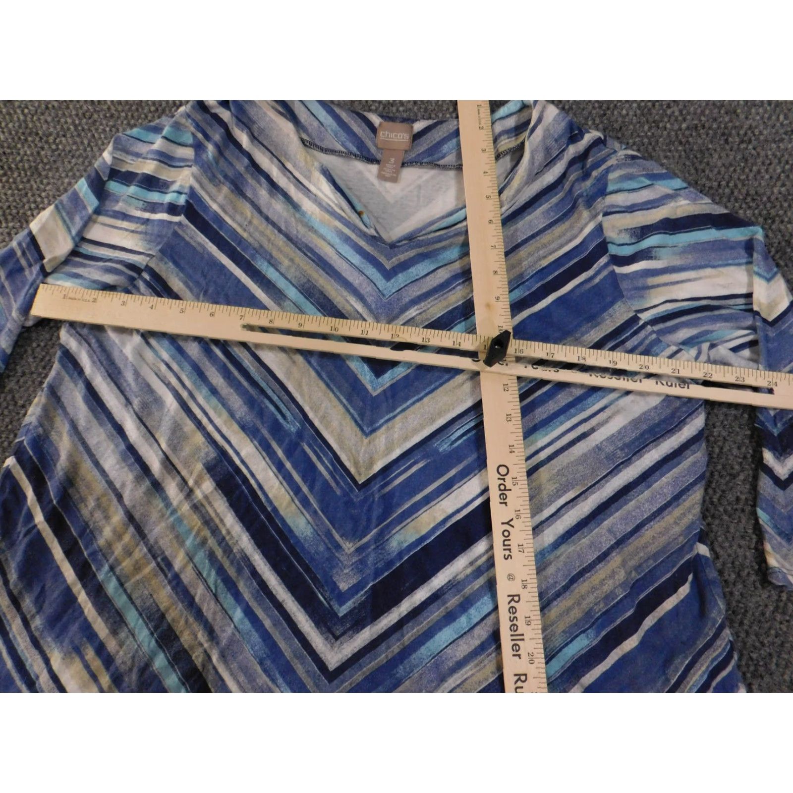 Vintage Chico's Shirt Womens 3 Blue White Striped 3/4 Sleeve V Neck Lightweight Top Shirt Womens T Size XS / US 0-2 / IT 36-38 - 6 Thumbnail
