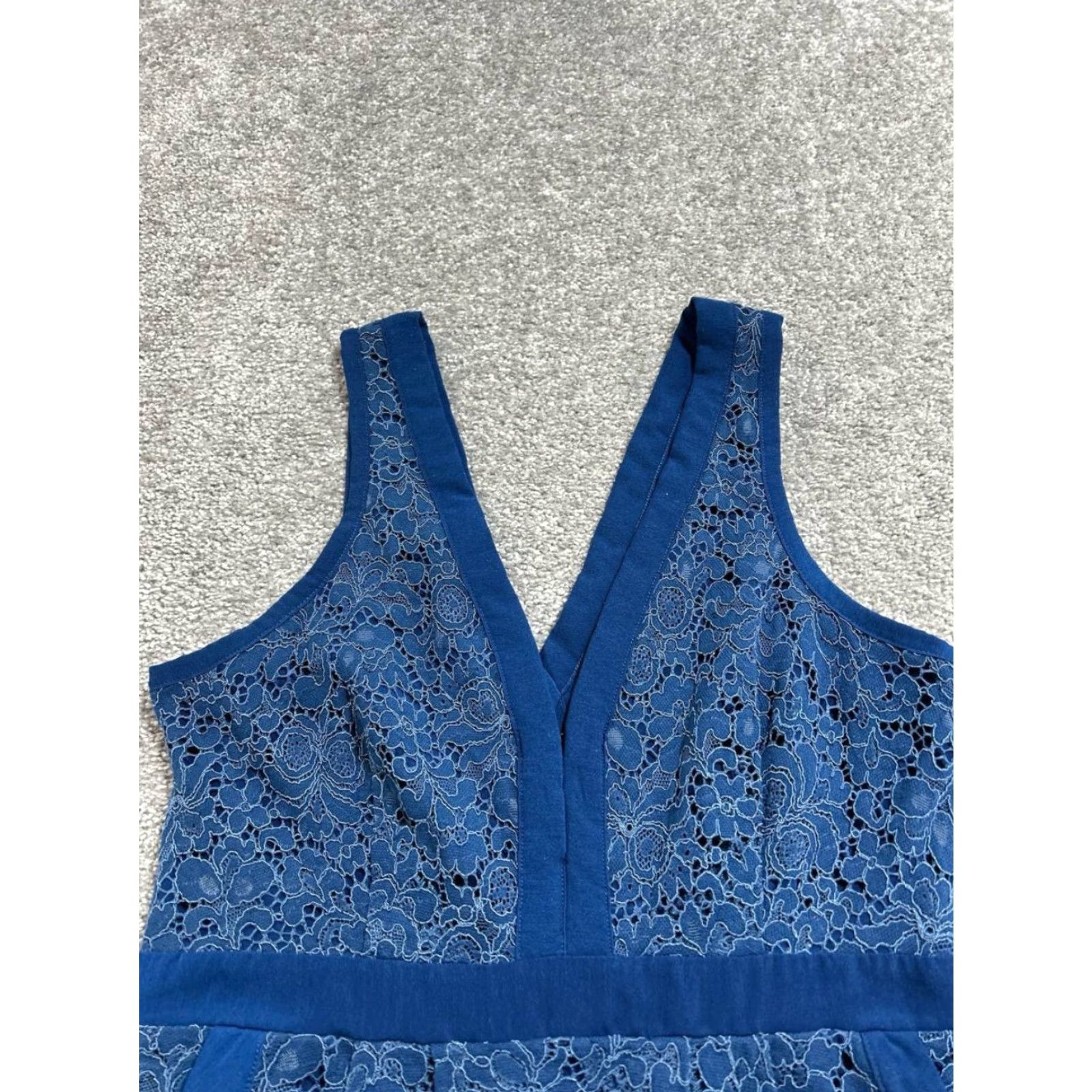 Free People Free People Lovely in Lace Mini Dress Womens Medium Blue Floral Pleated V Neck Size M / US 6-8 / IT 42-44 - 3 Thumbnail