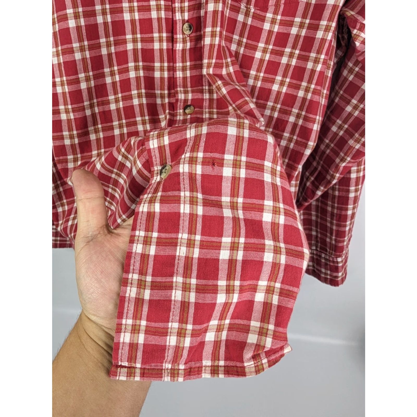 Wrangler Wrangler Button-Up Shirt Red Plaid L Long Sleeve Cotton Polyester Spandex Men’s Casual Workwear Vintage: No Size US L / EU 52-54 / 3 - 2 Thumbnail